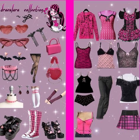 Monster High Inspired Outfits Draculaura, Draculaura Closet, Draculaura Outfit Inspiration, Draculaura Inspired Outfits, Draculaura Fashion, Monster High Aesthetic Outfit, Draculaura Outfit, Draculaura Halloween Costume, Draculaura Halloween