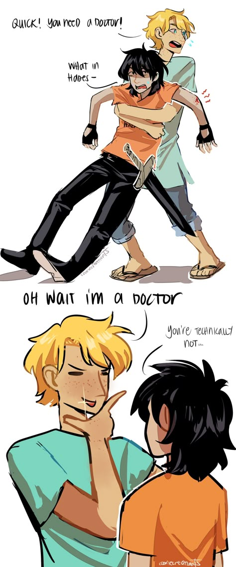 Anonymous inquired: Can you please draw some cuddling Solangelo? Or something with Will being all doctor-ish towards Nico? :) cookiecreation: cuddling…yes… Solangelo Fluff, Will And Nico, Solangelo Fanart, Percy Jackson Comics, Zio Rick, Percy Jackson Ships, Roi Arthur, Rick Riordan Series, Will Solace