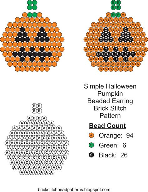 Brick Stitch Bead Patterns Journal: Simple Halloween Pumpkin #4 Brick Stitch Bead Patt... Diy Beaded Pumpkin Earrings, Seed Bead Pumpkin Earrings Diy, Pumpkin Bead Earrings, Halloween Loom Beading Patterns, Pumpkin Beaded Earrings, Halloween Pony Bead Patterns, Beaded Pumpkin Earrings, Halloween Beading, Halloween Earrings Beaded