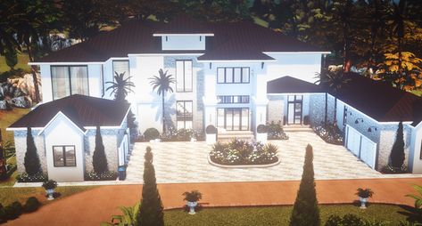 Sims 4 Mansion, Modern Mansion, Sims 4 Build, Sims 4 Game, Sims 4 Houses, Sims House, Workout Rooms, The Sims 4, The Sims