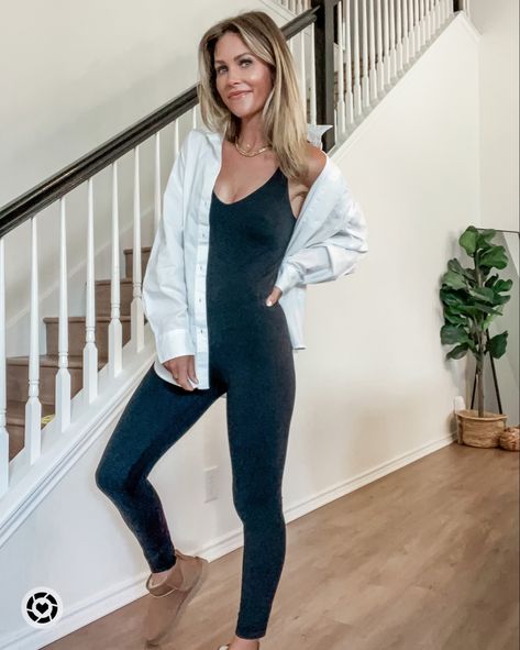 Align Bodysuit Outfit, Lululemon Bodysuit Outfit, Lululemon Bodysuit, Bodysuit Outfit, Ugg Classic Ultra Mini, Cami Jumpsuit, Body Suit Outfits, Ugg Classic, White Jumpsuit