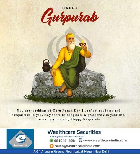 May the teaching of Guru Nanak Dev ji, reflect goodness and compassion in you. May there be happiness & prosperity in your life. Wishing you a very Happy Gurpurab. Shri Guru Nanak Dev Ji, Happy Gurpurab, Guru Nanak Dev Ji, Nanak Dev Ji, Dev Ji, Social Media Advertising Design, Guru Nanak, Happy May, Advertising Design