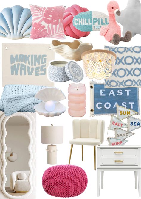 Beachy Boho Preppy Bedroom, Beachy Bedrooms Ideas, Beachy Bedding Coastal Style, Costal Core Bedroom, Coastal Girly Bedroom, Beach’s Room Decor, Cute Beach Themed Bedrooms, Teen Coastal Bedroom Ideas, Cute Beachy Room Decor