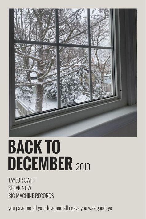 Back To December Poster, Taylor Swift Song Posters, Taylor Polaroid, Taylor Swift Discography, Back To December, Song Posters, Polaroid Posters, Polaroid Wall, Taylor Songs