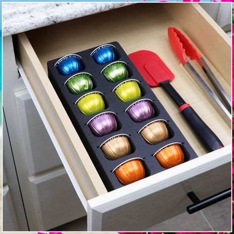 Polar Whale Coffee Espresso Capsule Drawer Organizer Tray Insert Compatible with Nespresso Vertuo VertuoLine for Kitchen Home Coffee Pods Drawer, Espresso Pods, Nespresso Vertuo, Coffee Pod Storage, Nespresso Pods, Coffee Pod Holder, Coffee Cup Holder, Kitchen Home Office, Drawer Space