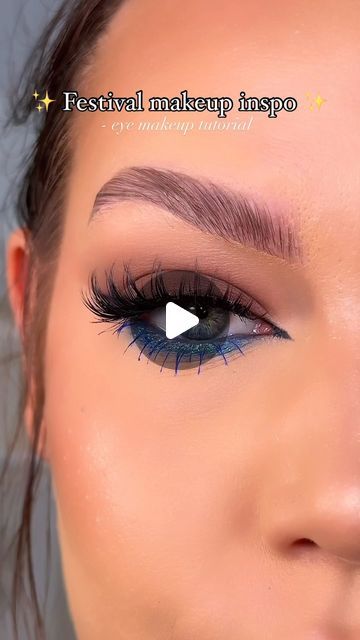 Blue Eyeshadow Hooded Eyes, Brown And Blue Eyeshadow, Blue Eye Makeup Brown Eyes, Blue And Brown Makeup, Eye Makeup Blue Dress, Eyeshadow With Glitter, Amy Johnston, Blue Eyeliner Makeup, Blue Eyeshadow Makeup