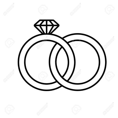 Interlocking Wedding Rings, Wedding Ring With Diamond, Wedding Ring Icon, Ring Icon, Annual Reports, Outline Drawing, Portfolio Brochures, Drawing Templates, Ring With Diamond