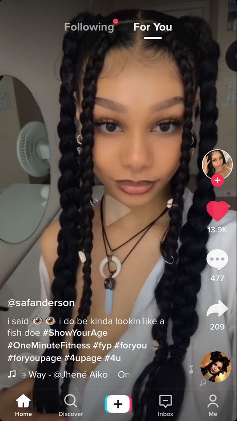 Bratz Hairstyles Braids, Two Pigtail Braids Hairstyle Black Women, Two Long Braids With Extensions, Easy Hairstyles With Extensions Simple, Pigtail Braids With Extensions, 2 Braids With Added Hair, Bubble Braids On Box Braids, 2 Plaits Hairstyles Black Hair, Pigtails On Black Women