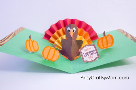 DIY Thanksgiving Turkey Popup Card - Here's an easy accordion fold turkey craft that pops right up to wish kids a Happy Thanksgiving Day! Doris Designs, Diy Thanksgiving Cards, Diy Thanksgiving Crafts, Thanksgiving Crafts For Toddlers, Easy Diy Thanksgiving, Thanksgiving Cards Handmade, Diy Pop Up Cards, Thanksgiving Turkey Craft, Thanksgiving Crafts Preschool