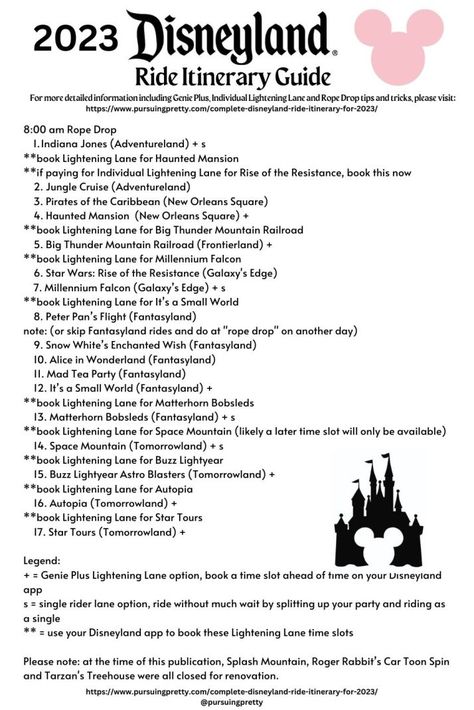 Disneyland Ride Guide for 2023. Disneyland Timetable for using Genie Plus and Lightening Lane! Disneyland tips and tricks 2023. Disneyland attractions guide. Disneyland Park Map 2023, Disneyland Ride Itinerary, Disneyland California Tips 2023, Best Disneyland Itinerary, How To Plan A Trip To Disneyland, List Of Disneyland Rides 2023, Disneyland One Day Itinerary, Best Disneyland Rides, Disneyland Map 2023