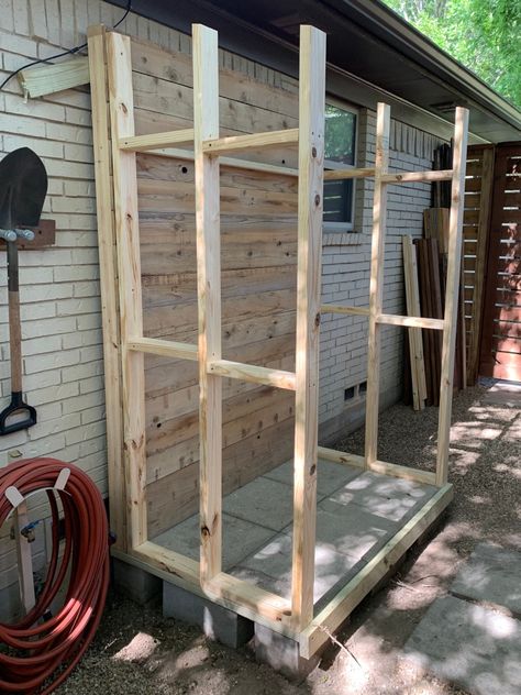 Tool Shed 2.0 | THE CAVENDER DIARY Building A Storage Shed, Backyard Storage Sheds, Diy Storage Shed, Cedar Posts, Shed Construction, Lean To Shed, Backyard Storage, Tool Shed, Garden Tool Shed