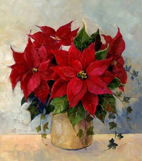 Rock Painting Flowers, Acrylic Painting Flowers, Holiday Flower, Advocate Art, Poinsettia Flower, Watercolor Flower Art, Christmas Canvas, Winter Flowers, Christmas Flowers