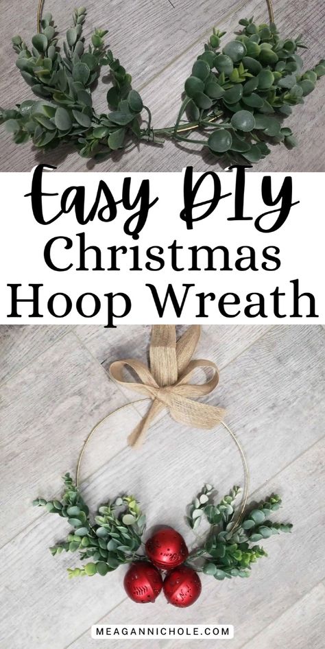 Need a budget-friendly and easy DIY Christmas décor idea? My Dollar Tree DIY Christmas hoop wreath is just what you need! Whether it’s for indoor holiday décor or your front door, this cute wreath is simple to make and perfect for Christmas crafts or DIY projects. Click for step-by-step details on this easy DIY Christmas decoration! Christmas DIY and crafts Embroidery Hoop Christmas Wreaths, Christmas Wreath Diy Easy, Christmas Hoop Wreath Diy, Simple Wreath Ideas, Homemade Wreath Ideas, Christmas Ring Decoration, Diy Ornament Wreath, Winter Wreath Diy, Diy Christmas Wreath