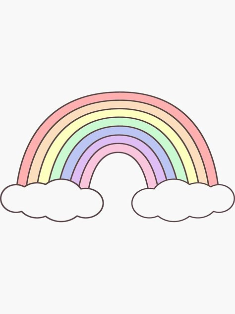 "Simple Pastel Rainbow" Sticker by bird767 | Redbubble Pastel Rainbow Drawing, Drawing Rainbow, Draw Rainbow, Aesthetic Rainbow, Cute Rainbow Drawings, Cute Pastel Stickers, Cute Simple Stickers, Rainbow Pastel, Rainbow Cute Drawing