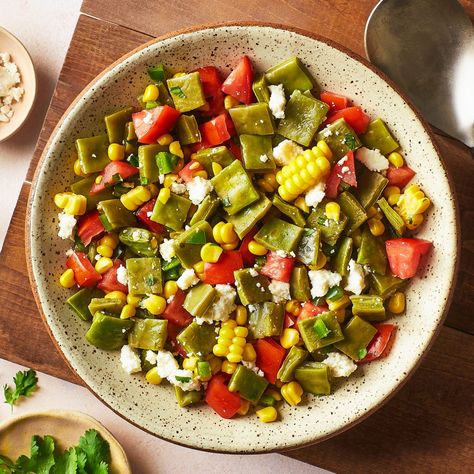 Nopales Summer Salad - Food Heaven Made Easy Nopal Salad Recipe, Nopales Salad, Southern Succotash, Cactus Salad, Tomato Side Dishes, Corn Side, Summer Cactus, Easy Summer Side Dishes, Corn Side Dish