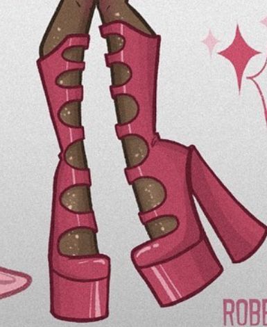 Monster High Heels Drawing, Long Boots Drawing, Heels Art Drawing, Monster High Shoes Drawing, Big Boots Drawing Reference, Chunky Shoes Drawing, Boots Design Drawing, Heels Drawing Reference, High Heels Drawing