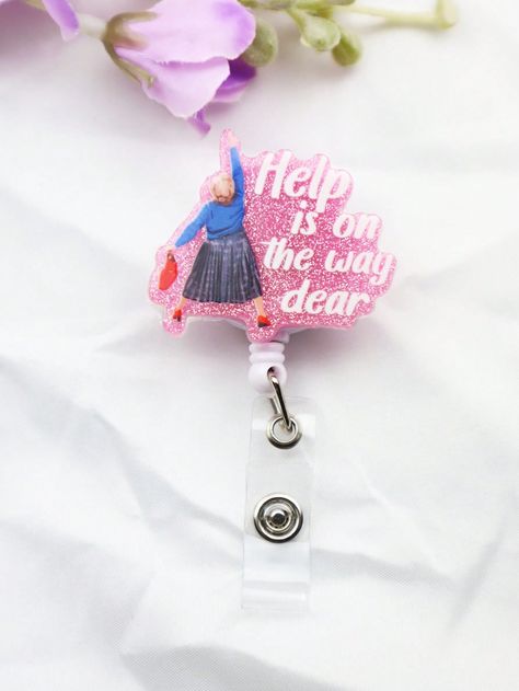 Pink  Collar  PMMA Letter  Embellished   Bag Accessories Pharmacy Tech Badge Reel, Nursing Student Aesthetic, Cna Aesthetic, Scrub Outfits, Doctor Assistant, Nurse Badges, Nurse Gear, Help Is On The Way, Cna Nurse