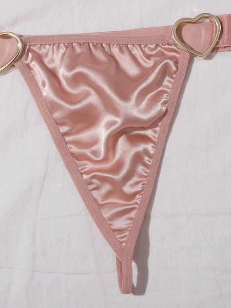 Heart Ring Satin Lingerie Set | SHEIN USA Tiktok Images, Las Vegas Girls, Valentines Day Collection, Satin Panty, Katherine Jenkins, Satin Lingerie, Pink Lingerie, Bra Types, Pink Pattern