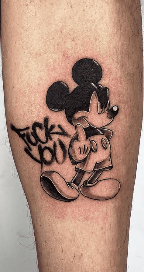 Mickey Mouse Tattoo Design, Mouse Tattoo Design, Fancy Tattoo, Forest Forearm Tattoo, Mickey Tattoo, Mouse Tattoo, Mickey Mouse Tattoo, Best Leg Tattoos, Character Tattoos