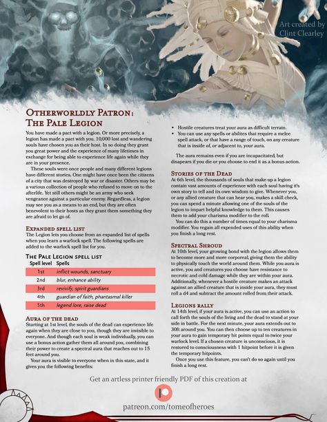 Warlock Patrons 5e Homebrew, Homebrew Warlock Patron, Warlock 5e, Dnd Archetypes, Necromancy Spells, Warlock Patron, 5e Classes, Dnd Warlock, Dnd Subclasses