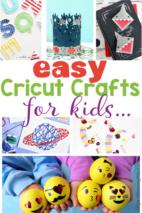 Easy Cricut crafts for kids. Enjoy some family time with these quick Cricut projects. Cut out the supplies, include the kids, and have some fun. Kid crafts that work for quiet time, rainy days, and boredom busters. Cricut Projects For Students, Free Svg Files For Cricut For Kids, Kindergarten Cricut Projects, Simple Circuit Projects For Kids, Kids Cricut Projects, Personalized Cricut Gifts Kids, Cricut Crafts For Kids, Cricut Kids Projects, Cricut Projects For Kids