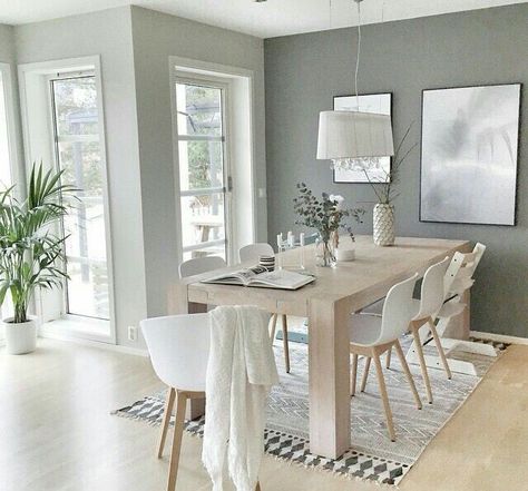 Apartemen Studio, Dining Room Inspiration, Room Decorations, Room Interior Design, Grey Walls, Modern Dining Room, Dining Room Design, Design Case, Room Table