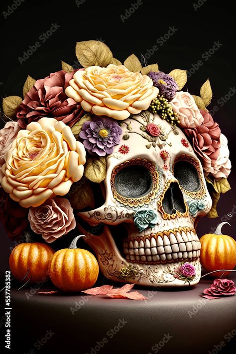 Tabitha Core, Funny Halloween Decorations, Dia De Los Muertos Decorations Ideas, Scary Halloween Decorations Diy, Mexican Art Tattoos, Mexican Sugar Skull, Sugar Skull Art, Dollar Tree Decor, Fall Halloween Crafts