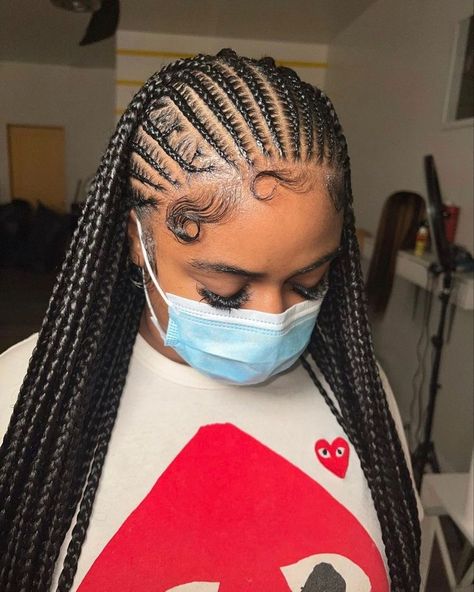 Braided Hairstyles 2022, Weaving Hairstyles, Ghana Weaving, Braided Hairstyles For Black Women Cornrows, Big Box Braids Hairstyles, Feed In Braids Hairstyles, Cute Braided Hairstyles, Cute Styles, Braided Cornrow Hairstyles