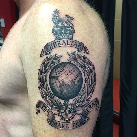 Royal Marines Tattoo, Royal Marines Commando Tattoo, Dragon Tattoo Arm, Crest Tattoo, Marine Tattoo, Royal Marine Commando, Parachute Regiment, Royal Marines, Dragon Tattoo