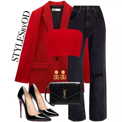 Red Inspired Outfits, Bandeau Crop Top, Chique Outfits, Winter Fashion Outfits Casual, Classy Work Outfits, Business Outfit, Looks Chic, Fancy Outfits, Lookbook Outfits