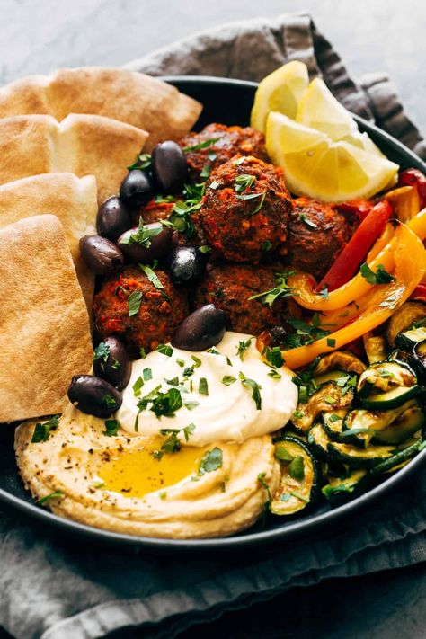 Guy Healthy Recipes, Harissa Meatballs, Whipped Feta Recipe, Savory Meatballs, Feta Recipe, Hummus And Pita, Pinch Of Yum, Quinoa Sweet Potato, Feta Recipes