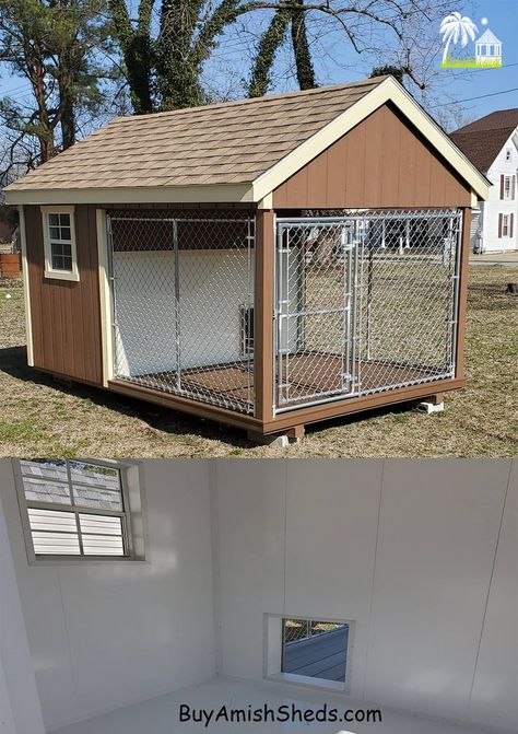 Best outdoor dog kennels start with the owner, create a color scheme and add the best options to create a maintence free kennel you will enjoy for years to come! kennel// puppies kennel// outside dog kennel// pet kennel// dog kennel idea// kennel for dogs// Dog Outdoor House, Outside Dog Kennel, Outdoor Dog Kennels, Custom Dog Kennel, Outdoor Dog Kennel, Puppy Kennel, Outside Dogs, Sheds For Sale, Dog Kennels