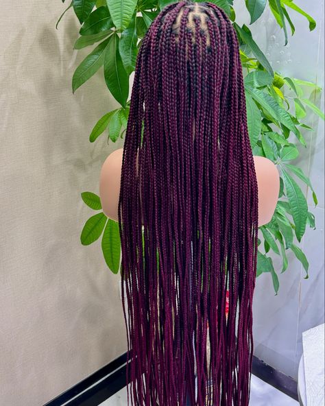 48 inches box braided wig burgundy is everything!🌷 Comment “link” for special code! . . #jaliza #jalizabohobraids Brown Box Braids, Burgundy And Brown, Box Braid Wig, Braided Wig, Brown Box, Braids Wig, Box Braids, Wigs, Braids