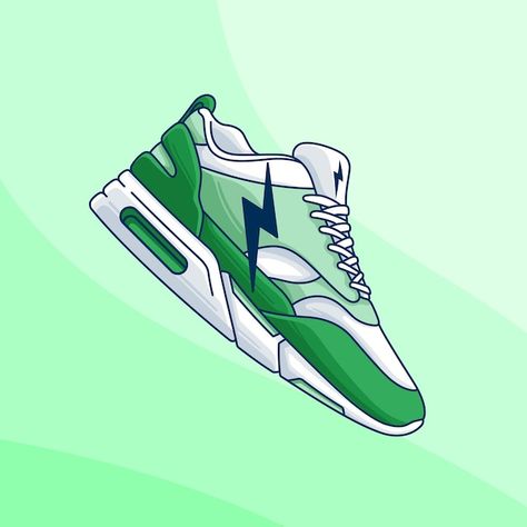 Illustration of green sneaker Premium Ve... | Premium Vector #Freepik #vector #shoes-sneakers #sneakers #sport-shoes #running-shoes Sport Shoes Illustration, Shoes Illustration, Green Sneakers, Shoes Running, Premium Vector, Graphic Resources, Running Shoes, Vector Illustration, Shoes Sneakers