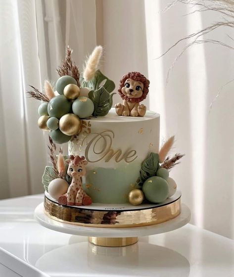 Lion Theme Cake 1st Birthdays, Wild One 1st Birthday Cake, Born To Be Wild Cake, One Wild Year 1st Birthday Cake, Safari Themed Baby Shower Cake, Torte Za Prvi Rodjendan Za Decake, Twin Boy 1st Birthday Themes, Wild One Cupcakes Boy, Wild One Birthday Party Boys Cake