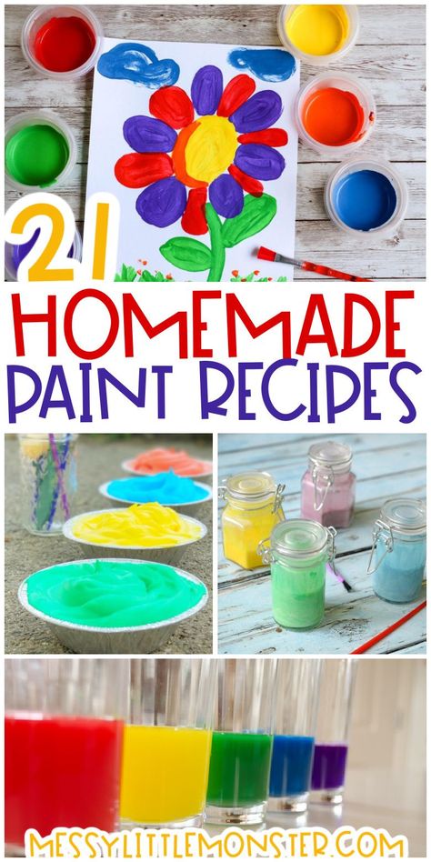 Homemade Paint For Kids, Homemade Glitter, Paint For Kids, Homemade Chalk Paint, Homemade Chalk, Toddler Painting, Homemade Paint, Edible Paint, Recipes For Kids