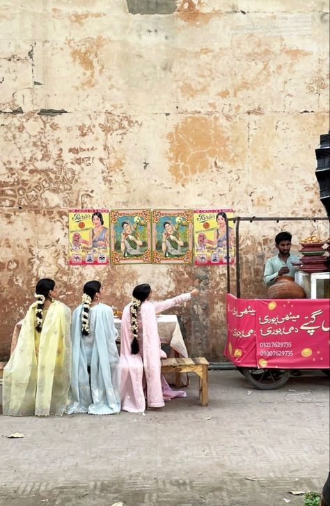 Pastel Indian Aesthetic, Desi Shoot Ideas, South Asian Photoshoot, Indian Vintage Aesthetic, Indian Pop Art, Indian Bazaar, South Asian Aesthetic, Pakistani Culture, All The Bright Places