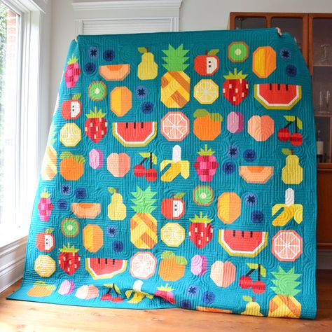 Free Quilt Square Patterns, Elizabeth Hartman Patterns, Cute Quilt Patterns, Quilt Block Ideas, Fruit Quilt, Modern Baby Quilt Patterns, Elizabeth Hartman Quilts, Craft Hobbies, Free Quilting Patterns