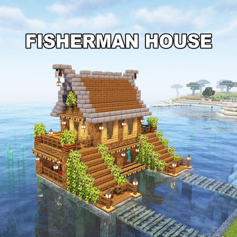 Ocean Minecraft House, Coastal Minecraft Houses, Minecraft Sea House, Minecraft Harbor Ideas, Minecraft Ocean House, Minecraft Ocean Base, Minecraft Beach Ideas, Minecraft Fisherman House, Minecraft Ocean Builds