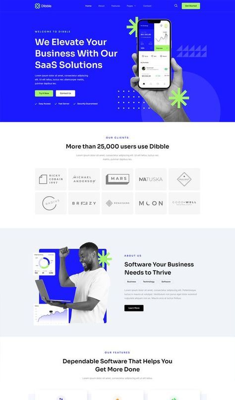 SaaS & Tech Startup Elementor Template Kit Technology Website Design, Elementor Templates, About Us Page Design, Tech Website, Sales Website, Web Design Websites, Tech Magazines, App Landing Page, Tech Startup