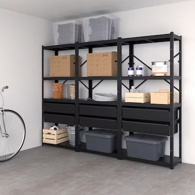 BROR Metal Shelving Combinations - IKEA Garage Storage Systems, News Studio, Metal Shelves, Garage Storage, Storage System, Shelves, Design