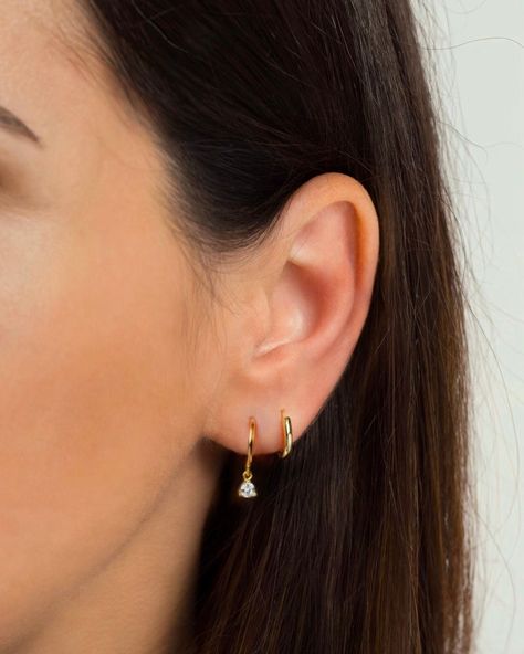 Double Ear Piercings, Double Earrings, Earrings Gold Hoop, Small Gold Hoop Earrings, Dainty Hoop Earrings, Small Gold Hoops, Tiny Hoop Earrings, Hoops Gold, Small Hoop Earrings