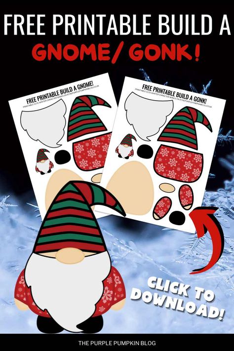 Christmas Yarn Gnomes, Christmas Felt Templates, Gnome Hats Diy Free Pattern Printable, Gonk Template, Gnome Patterns Free, Banff Christmas, Gnome Template, Norway Christmas, Printable Christmas Decorations