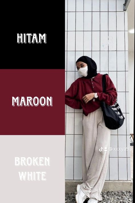 Maroon Fashion, Ootd Merah Maroon, Outfit Maroon, Ootd Kemeja Maroon, Ootd Magenta Hijab, Ootd Purple Outfit Hijab, Mix And Match Outfits Hijab Casual, Ootd Earth Tone Hijab, Mix And Match Colors Outfits