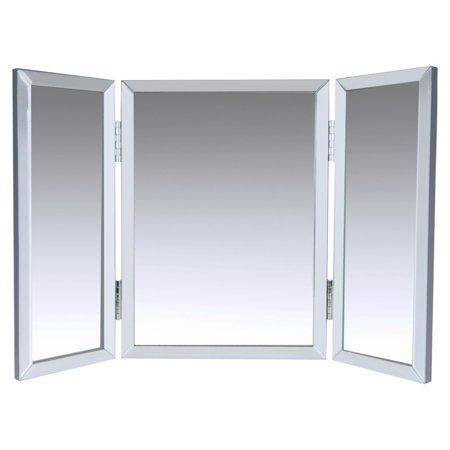 Houseables Trifold Vanity Mirror, 3 Way, 31" x 1" x 21", Single, Tri Fold, Big Mirrors For Tables, Bedrooms, Bathroom, Makeup, Tabletop, Centerpiece, Three Part, With Beveled Edges - Walmart.com Trifold Vanity Mirror, Trifold Vanity, Three Way Mirror, Big Mirrors, 3 Way Mirrors, Bathroom Makeup, Mad About The House, Trifold Mirror, Mirror Panels