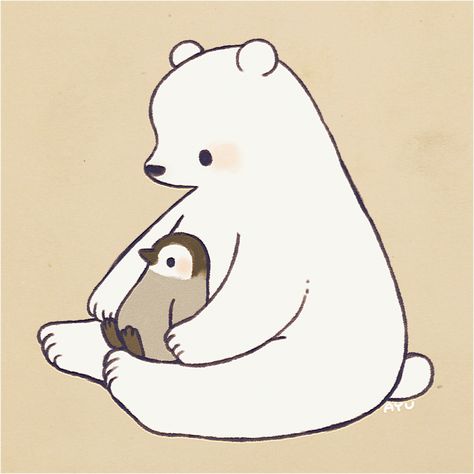 Cheyenne Barton, Polar Bear Drawing, Polar Bear Cartoon, Penguin Drawing, Penguins And Polar Bears, Bear Drawing, Cute Polar Bear, Animal Doodles, Cute Kawaii Drawings