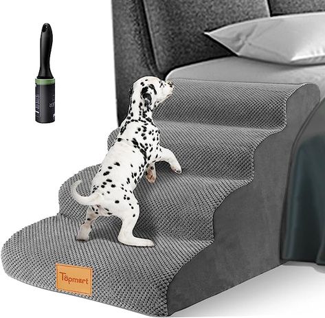 Amazon.com : Topmart High Density Foam Dog Steps 4 Tiers,Extra Wide Deep Pet Steps,Non-Slip Pet Stairs,Dog Ramp for Bed,Soft Foam Dog Ladder,Best for Older Dogs Injured,Older Pets,Cats with Joint Pain : Pet Supplies Dog Ladder, Cat Litter Box Mats, Dog Ramp For Bed, Ramp Stairs, Disabled Dog, Pet Ramp, Dog Stairs, Pet Stairs, Dog Ramp