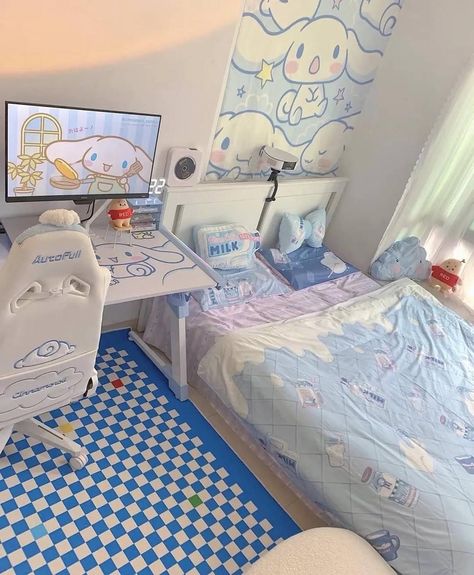 Sanrio Bedroom, Hello Kitty Room Decor, Cool Room Designs, Hello Kitty Rooms, Cute Bedroom Ideas, Cute Bedroom Decor, Cute Room Ideas, Gamer Room, Dreamy Room