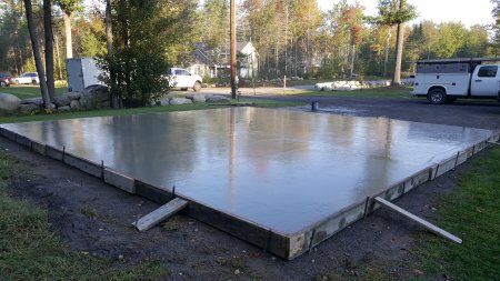 Concrete Basketball Court Backyard, Concrete Slabs Backyard, Concrete Basketball Court, Dyi Patio, Diy Concrete Slab, Pouring Concrete Slab, Patio Door Installation, Ground Trampoline, Concrete Calculator