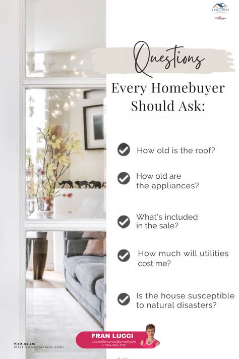 As a homebuyer, there are a set of questions you’re always advised to consider before committing and making an offer. Some more obvious, and some less so. Keep these 5 questions in mind before buying your new home. 🤝🤝 Questions Homebuyers Should Ask, Real Estate Home Buying Tips, Real Estate Questions For Buyers, Real Estate Announcement Ideas, Realtor Questions, This Or That Real Estate, Real Estate Advertising Ideas, Buyers Consultation, Real Estate Agent Website Design